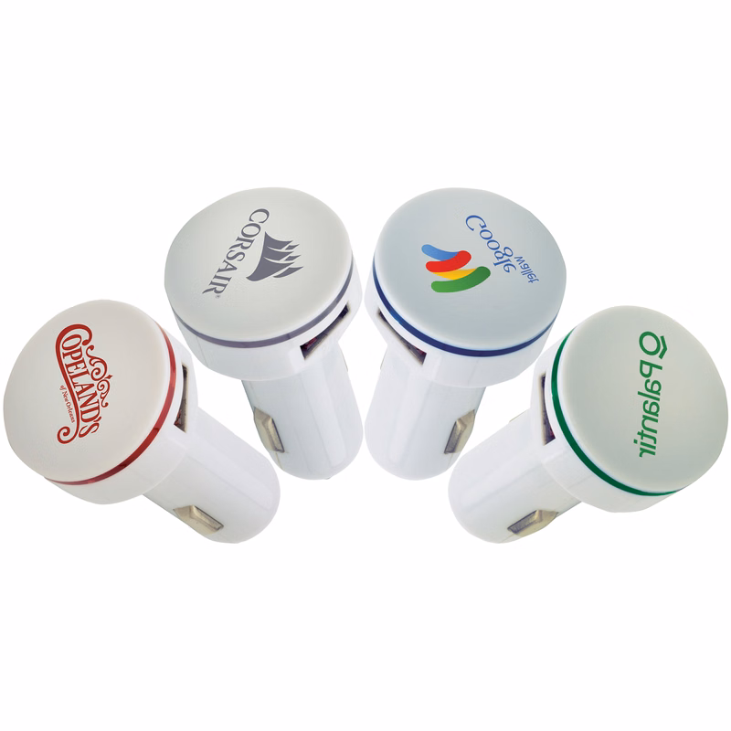 Circular Dual USB Car Charger w/Accent Light