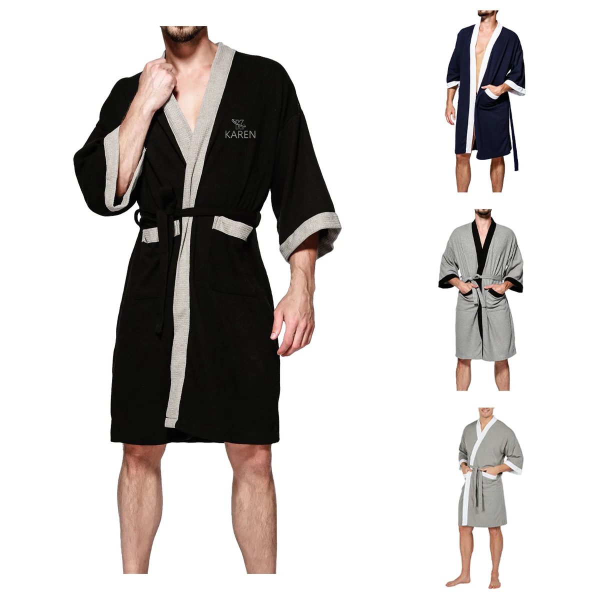 Turkish Cotton Waffle Bathrobe 1