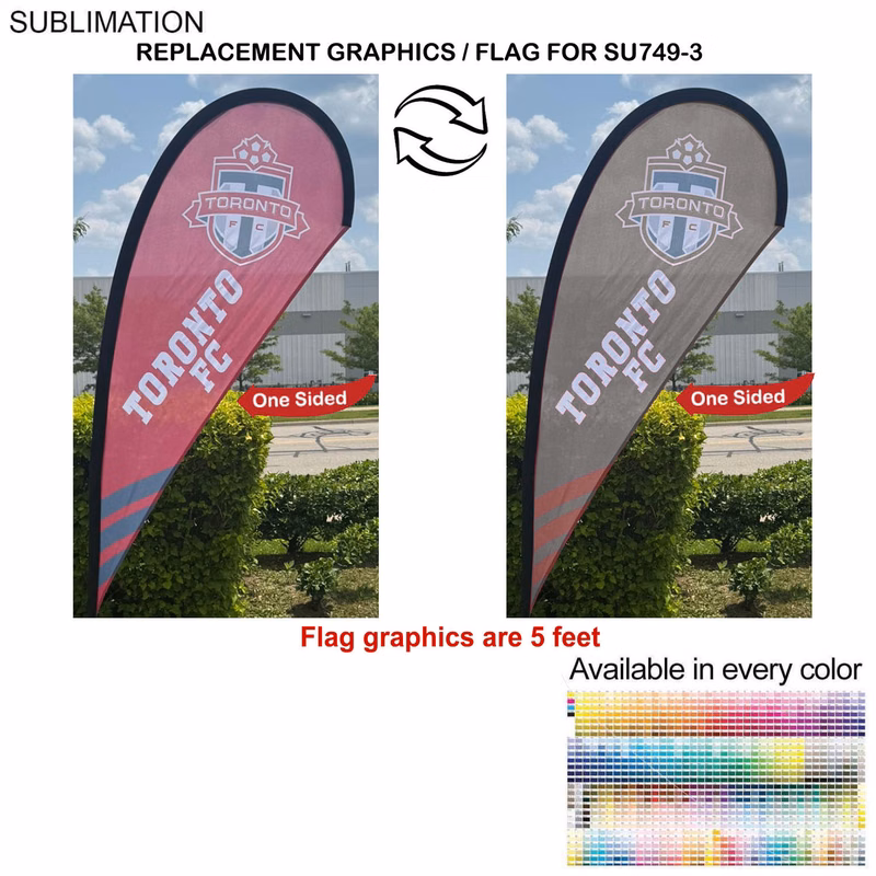 Replacement Flag for 7.5' Small Tear Drop Flag Kit, Full Color Graphics One Side