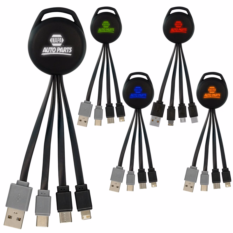 COLOR LIGHT UP VIVID DUAL INPUT 3-IN-1 CHARGING CABLE