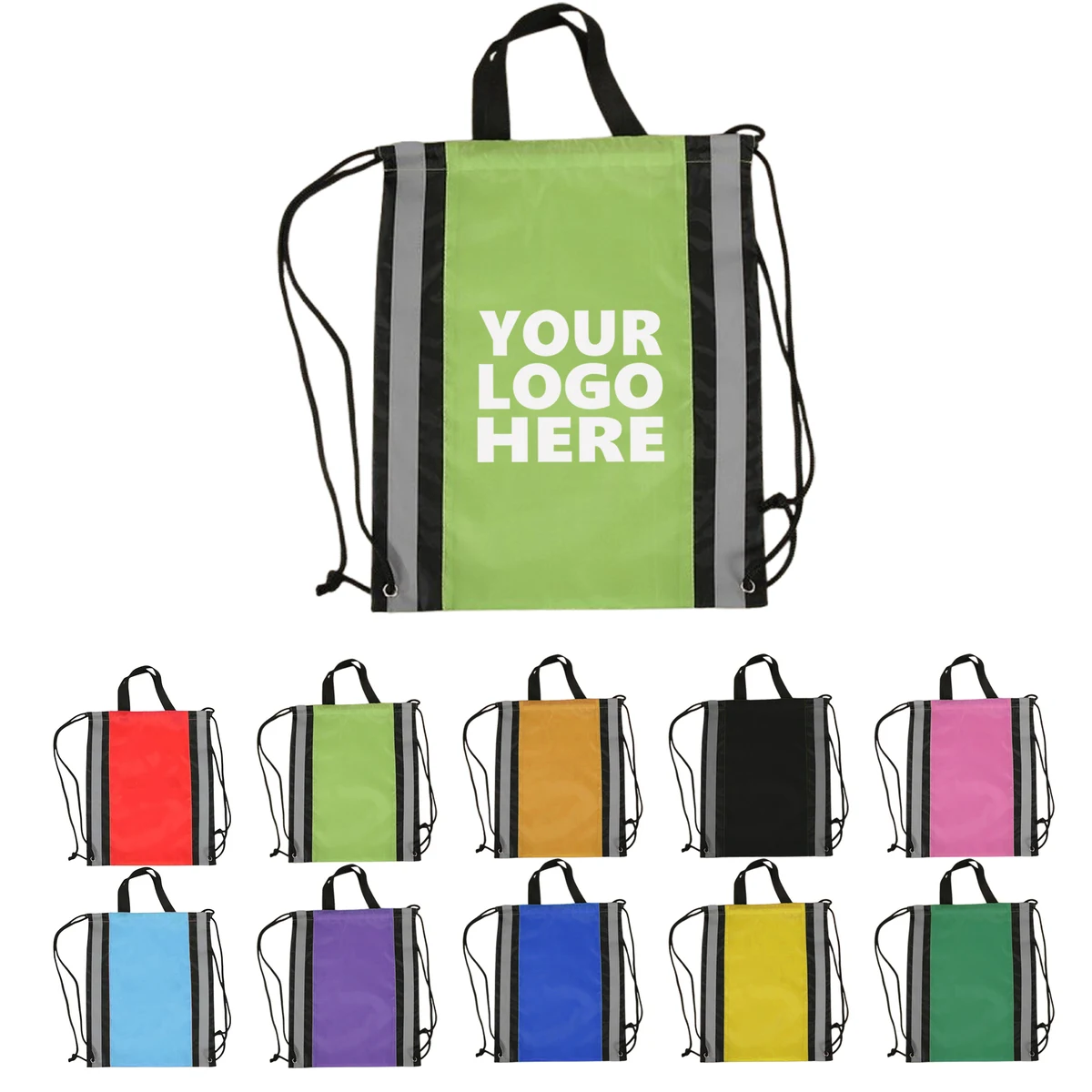 Drawstring Backpacks With Reflective Strip 1