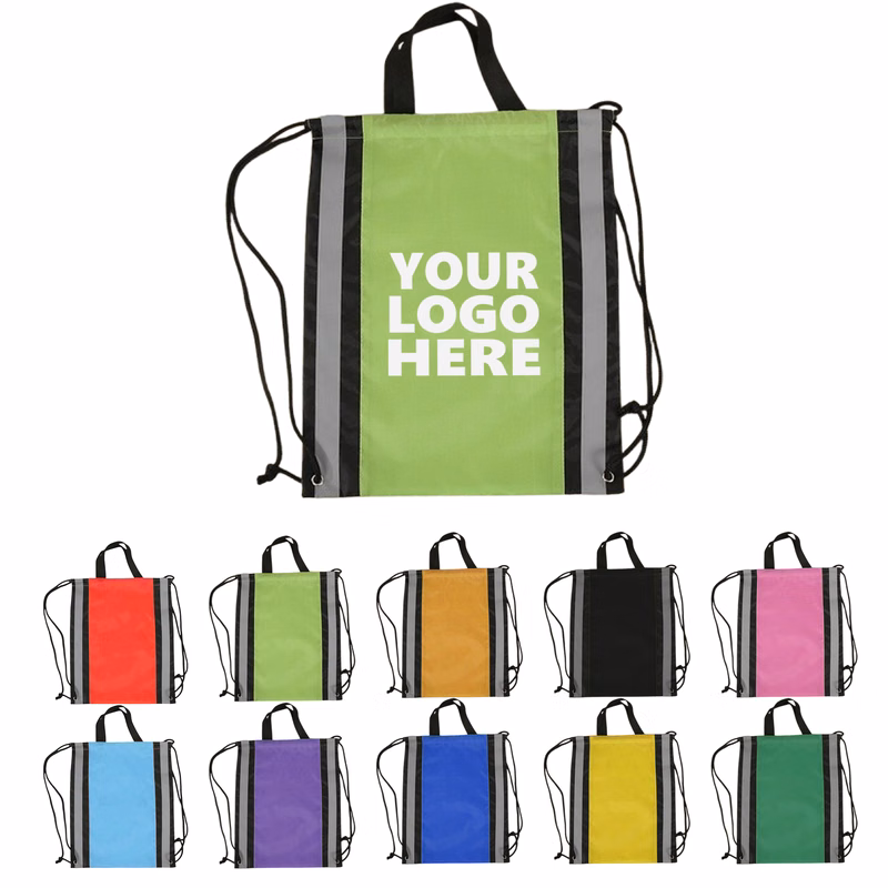 Drawstring Backpacks With Reflective Strip