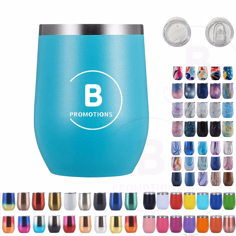 12 oz Vacuum Insulated Stainless Steel Wine Glasses with Lid