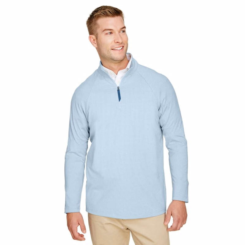 Devon & Jones CrownLux Performance™ Men's Clubhouse Micro-Stripe Quarter-Zip