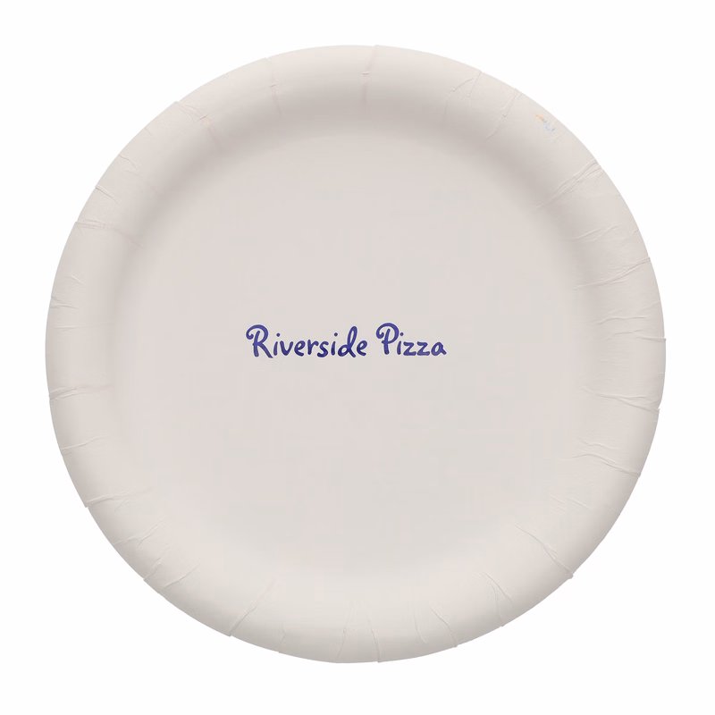 9.000" Plain Medium Weight Coated Paper Plate Round White Tradition Print