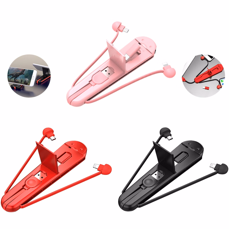 Universal Plastic Phone Holder with 3-in-1 Charging Cable