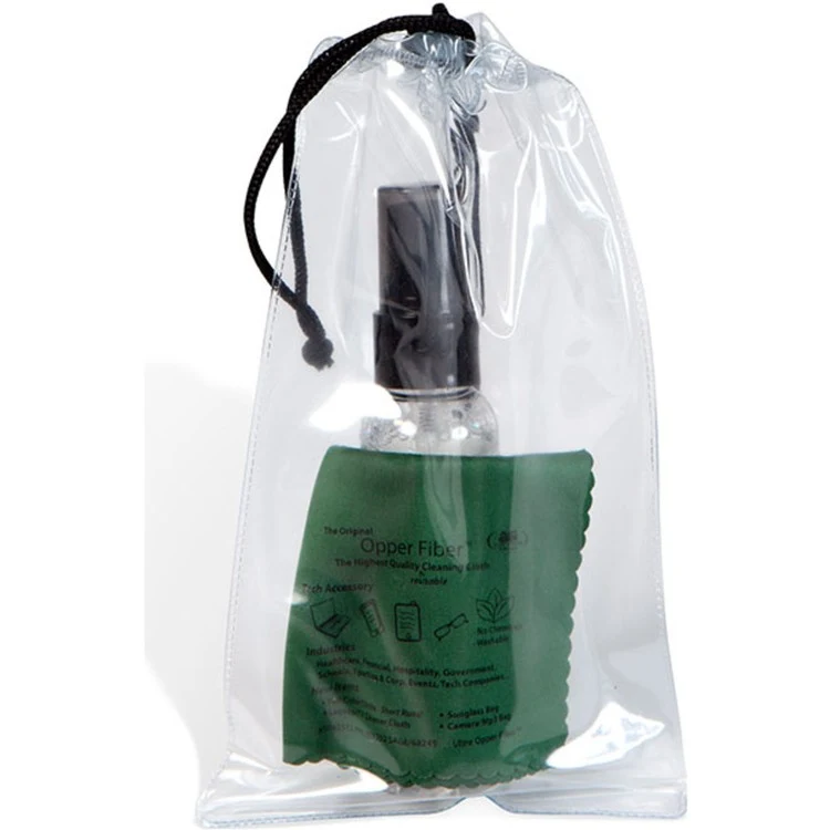 Ultra Opper Fiber Cloth Cleaner Kit In Drawstring Bag w/Clear Bottle 1