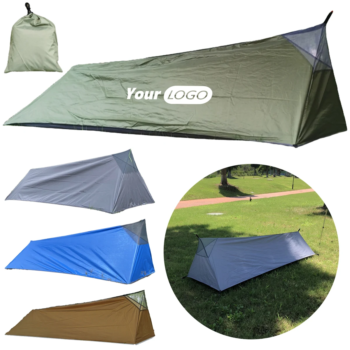 Polyester Outdoor Pole Less Sleeping Bag Tent 1