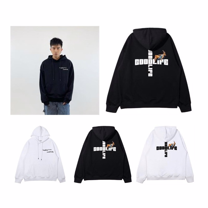 loose cotton special words printed sweatshirt