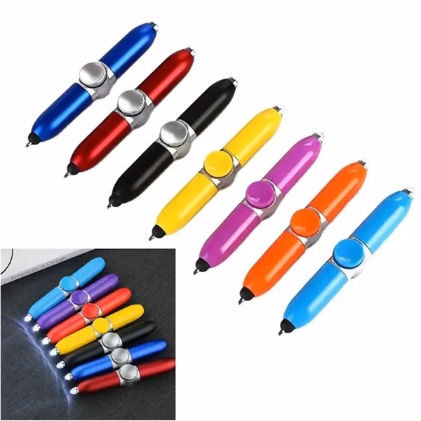 Custom LED Flashlight Finger Gyro Stylus Pen — Multi Function Tech Accessory Promo
