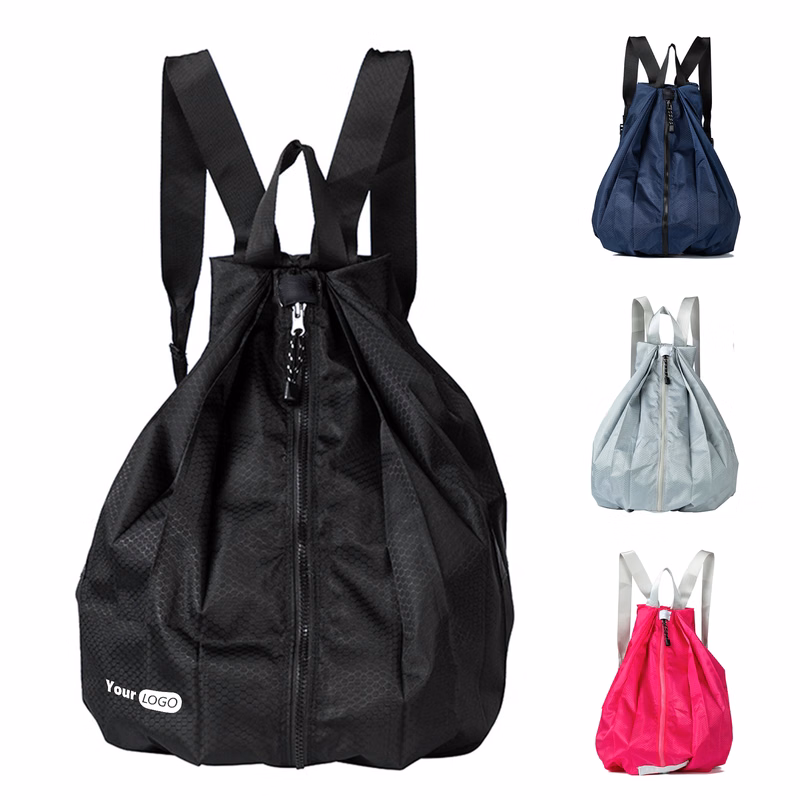 Nylon Outdoor Portable Waterproof Double Shoulder Drawstring Bag