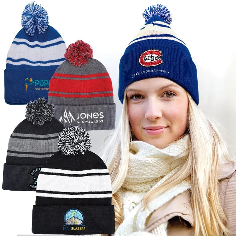 Knit Beanie with Pom Pom 1
