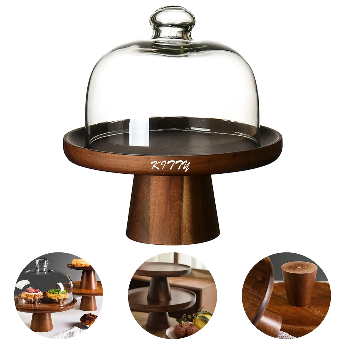 Household Acacia Wood Cake Tray 1