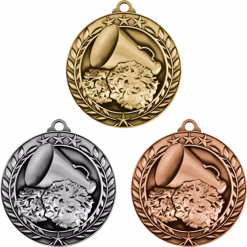 Stock Small Academic & Sports Laurel Medals: Cheerleading