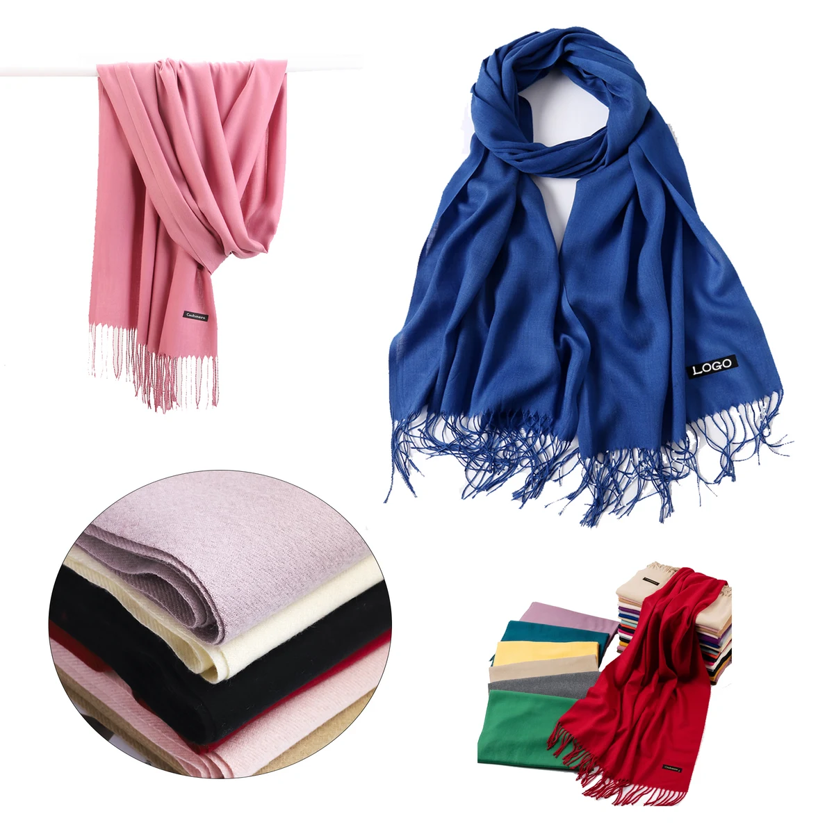 Lightweight Solid Color Faux Cashmere Scarf 1