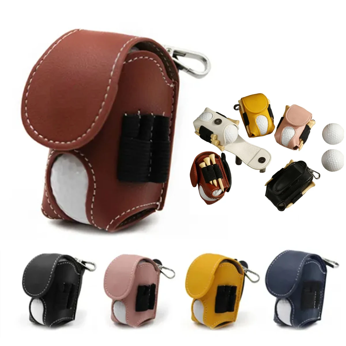 Compact Leather Golf Ball Holder Pouch 1