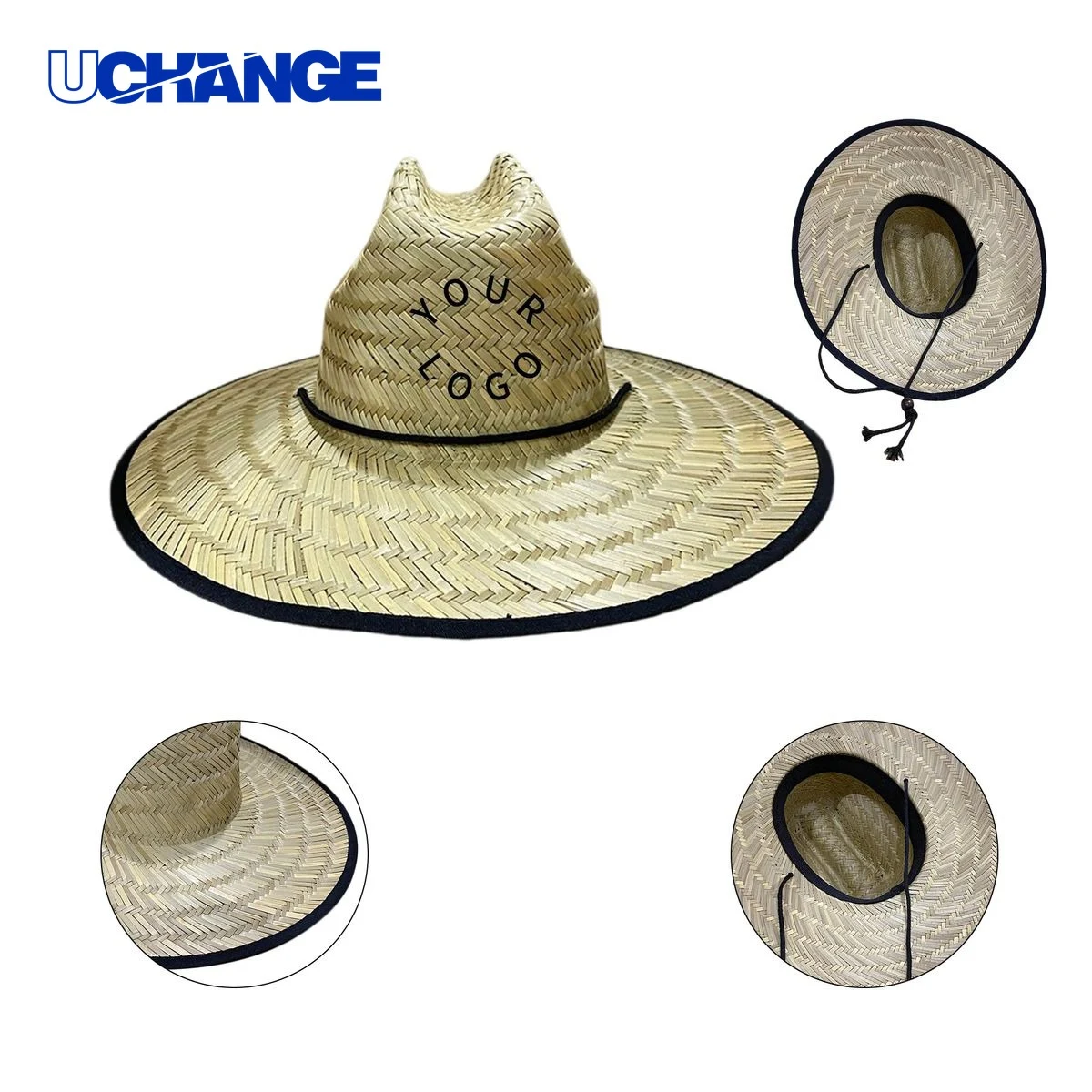 Breathable Wide Brim Straw Sun Hat Headwear for Outdoor Use 1