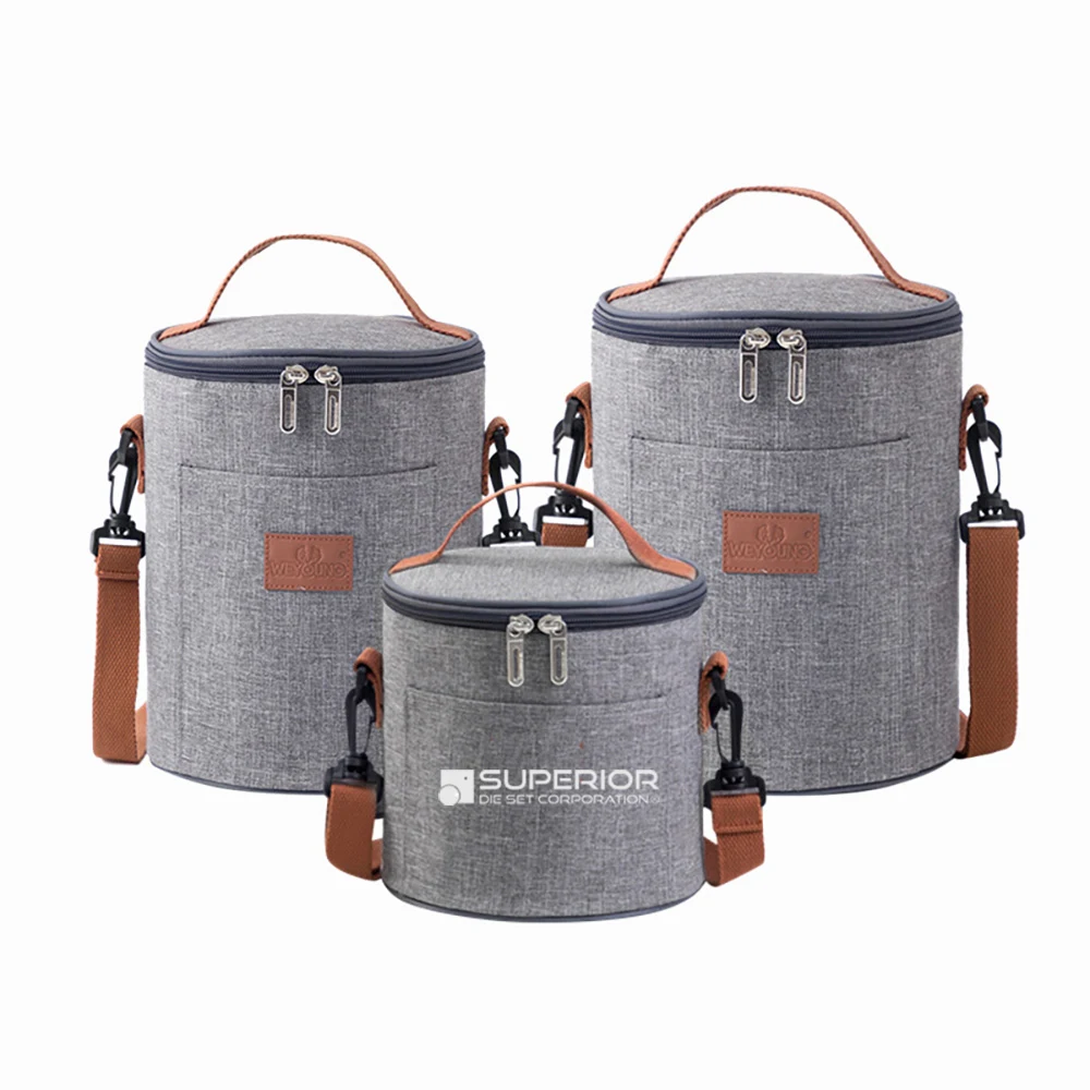 Three Size Round Insulated Lunch Bag with Removable Strap 1