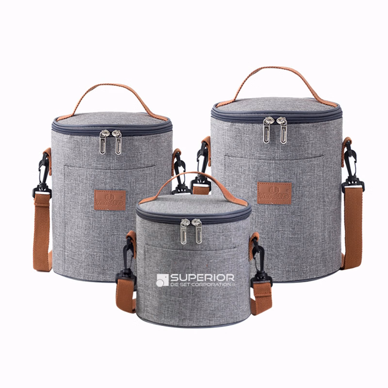 Three Size Round Insulated Lunch Bag with Removable Strap