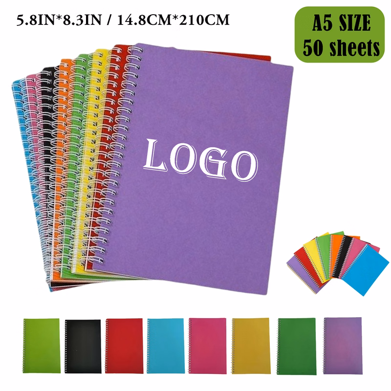 A5 Size 50 Page Spiral Bound Notebooks MOQ50PCS