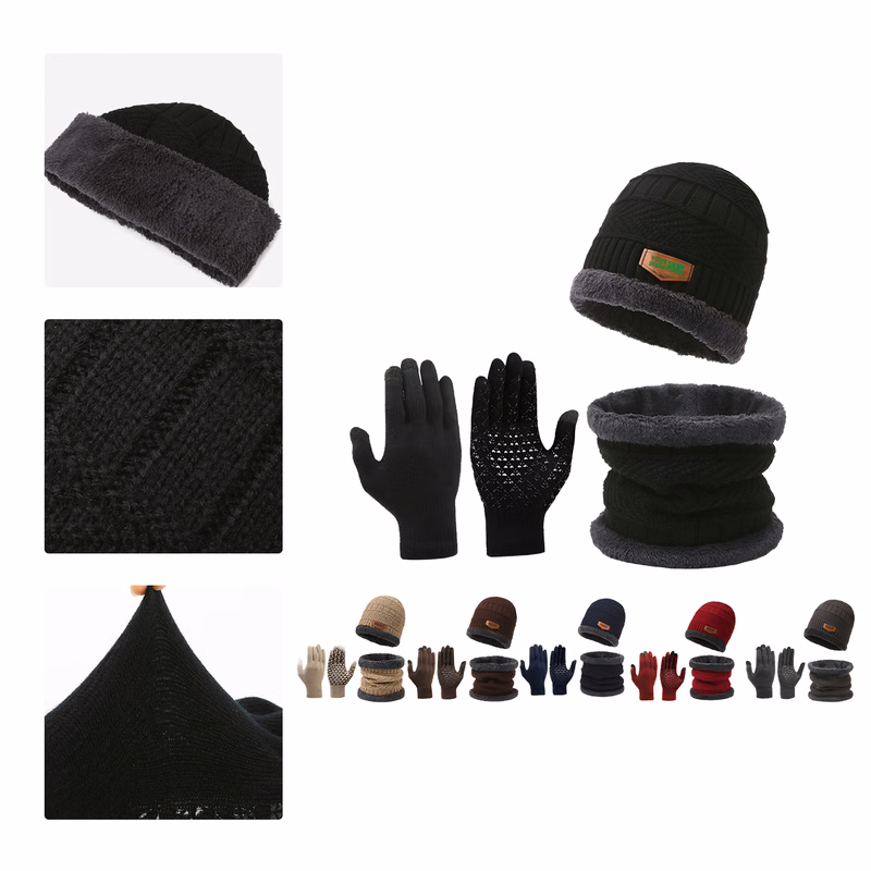 MOQ 50 Winter Hat Scarf Gloves Set
