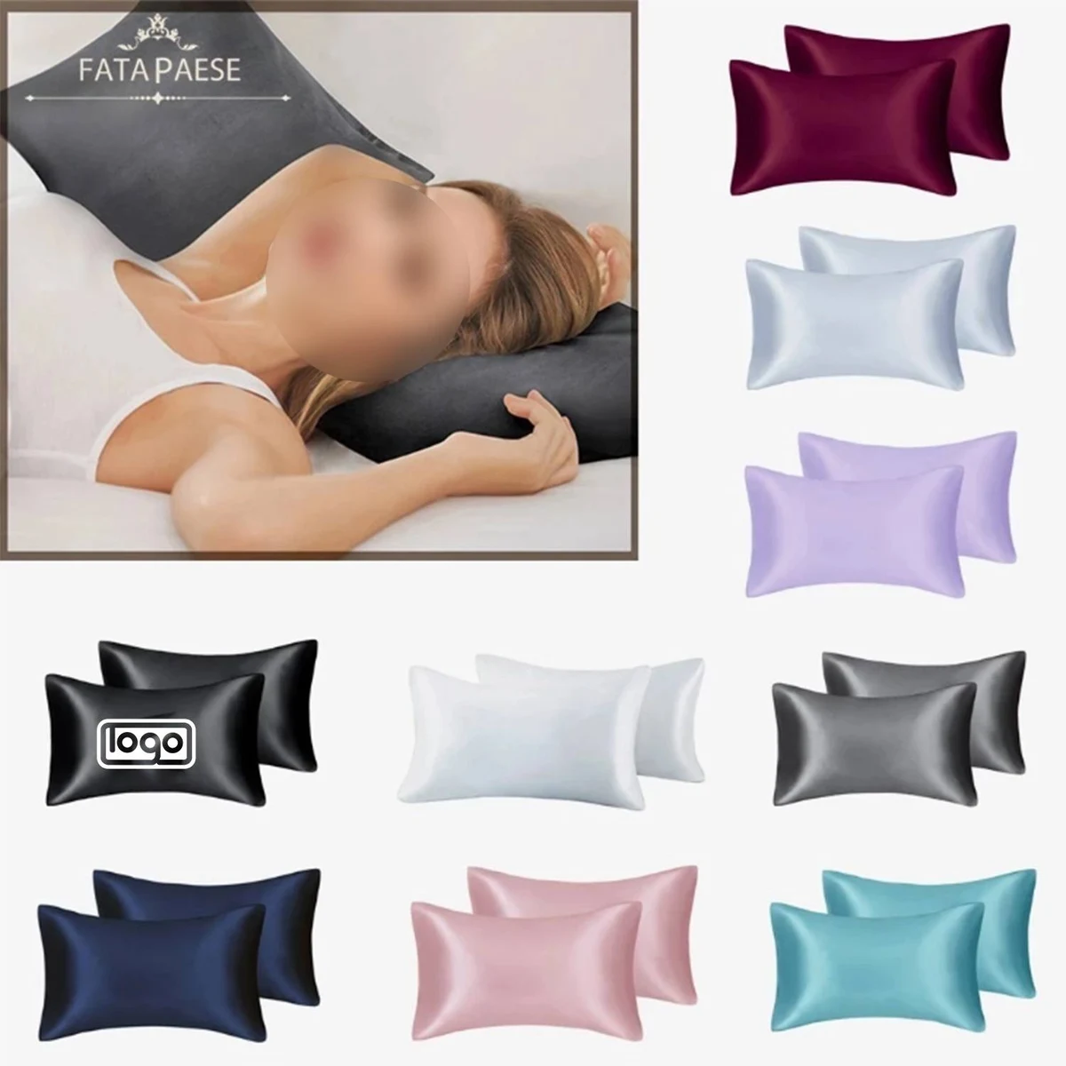Silk Satin Pillowcase 2 Pack, Standard/Queen /King Size 1