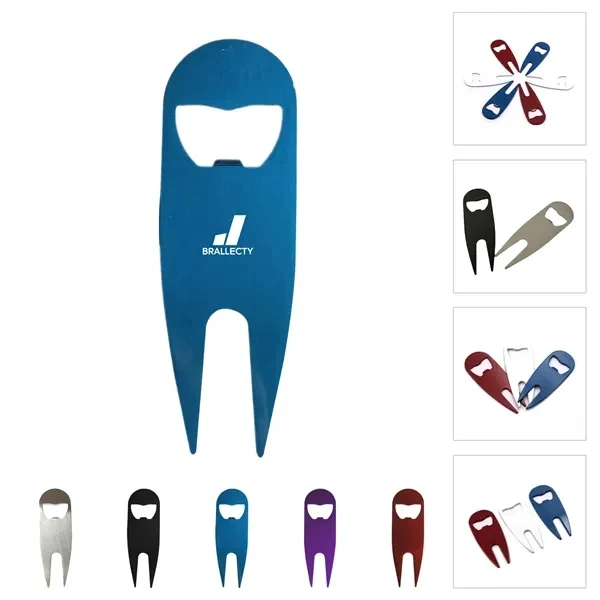 Custom Zinc Alloy Golf Divot Tool with Bottle Opener — Dual Function Golf Accessory 1