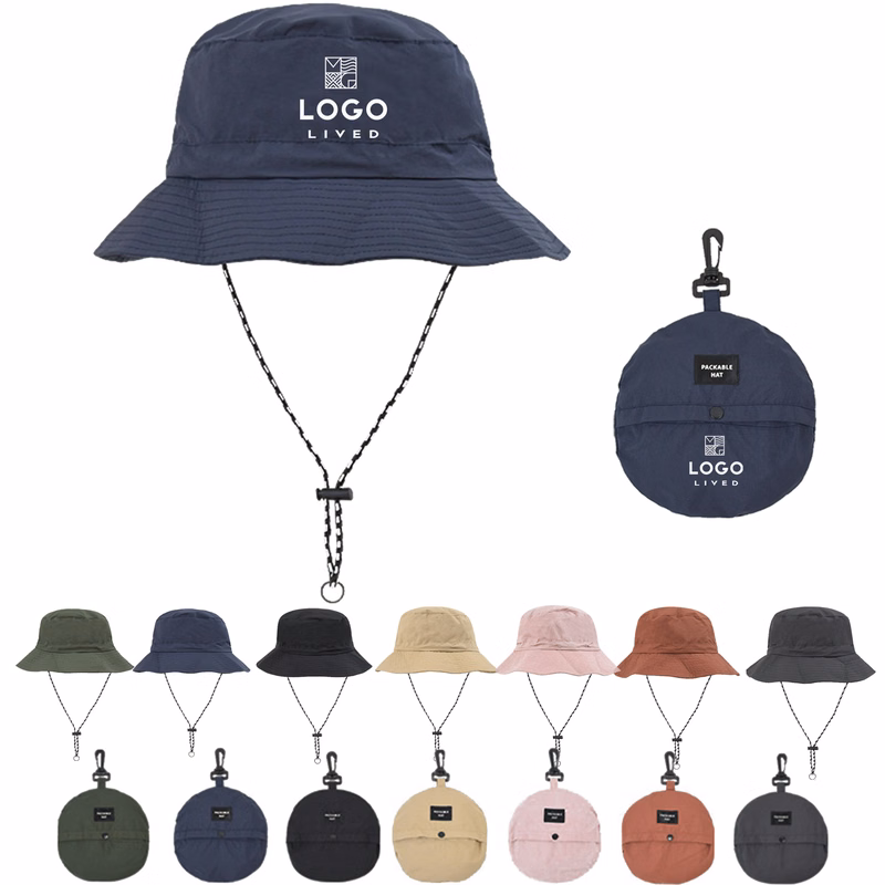Foldable Sun Waterproof Bucket Hat with Chin Strap
