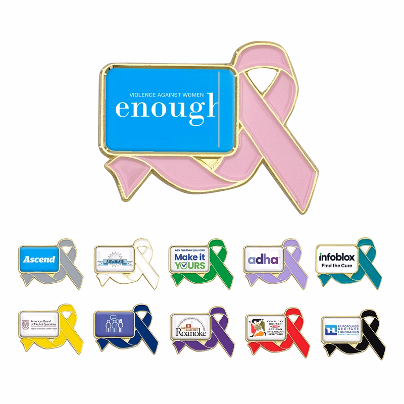 Awareness Ribbon Lapel Pins w/ Custom Logo