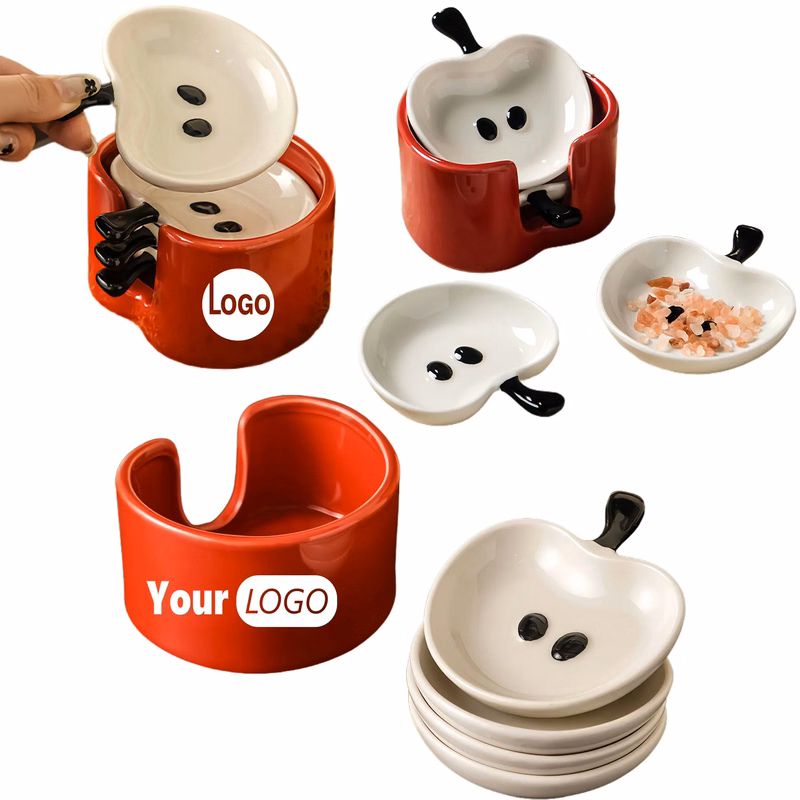 New Creative Apple Shaped Ceramic Dipping Dish Set