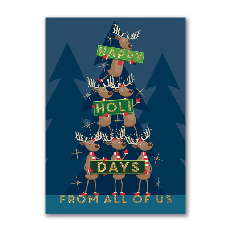 Reindeer Tree Holiday Card 1