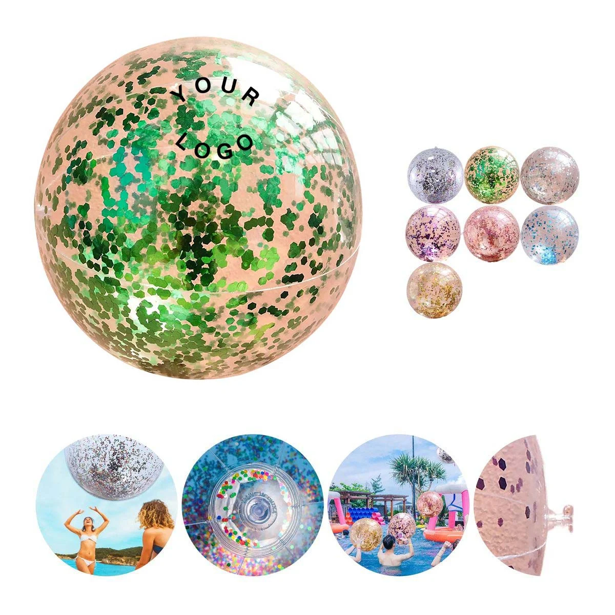 PVC Glitter Beach Ball Lightweight Durable 1