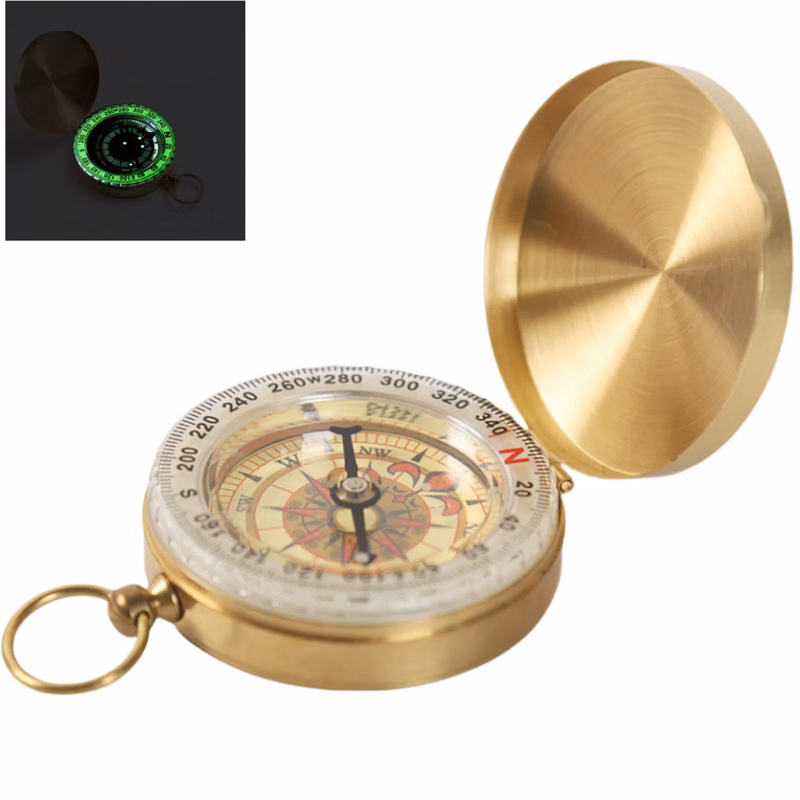 Classic Pocket Style Luminous Old Fashioned Copper Compass