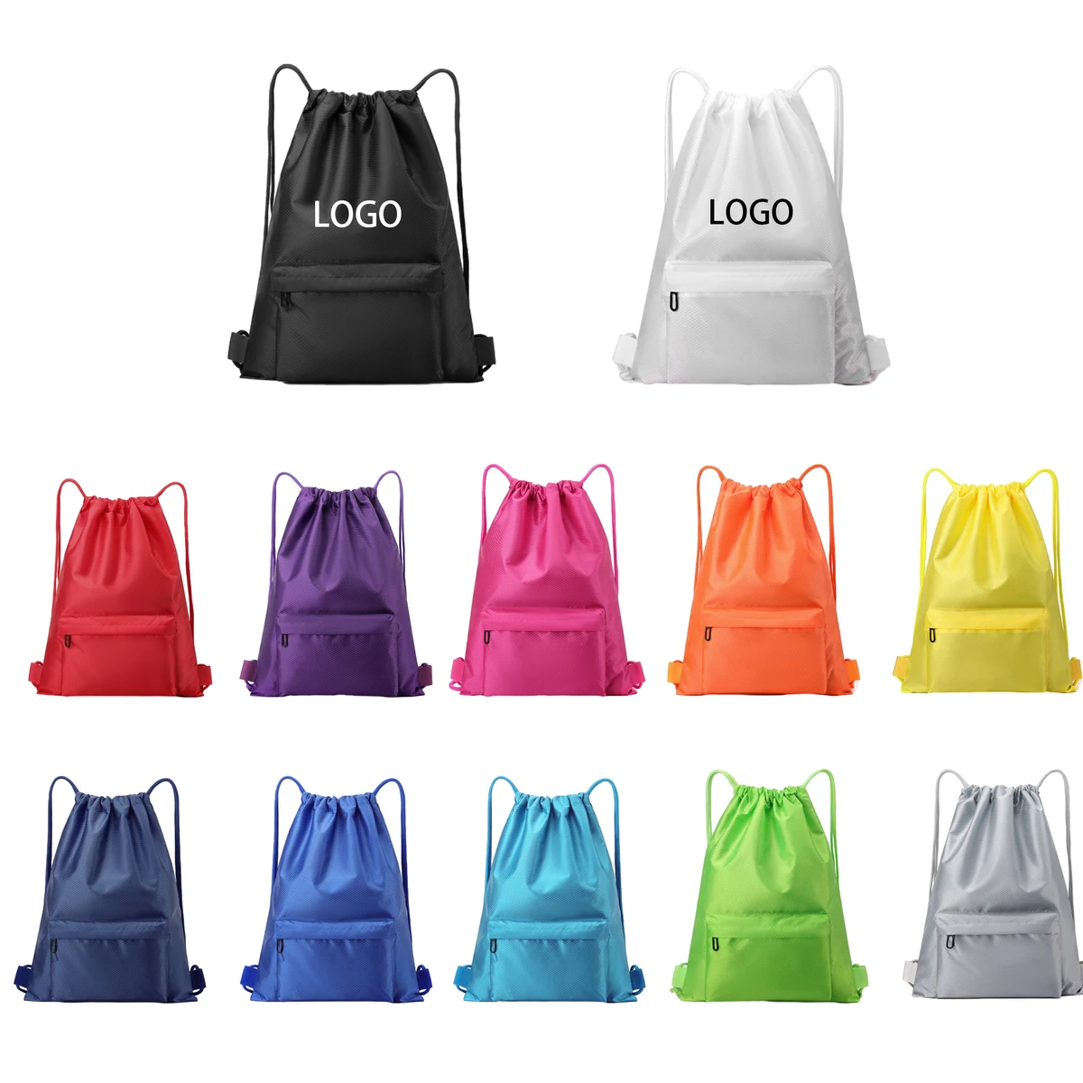 Tapered-Necked Drawstring Double-Shoulder Bag 1