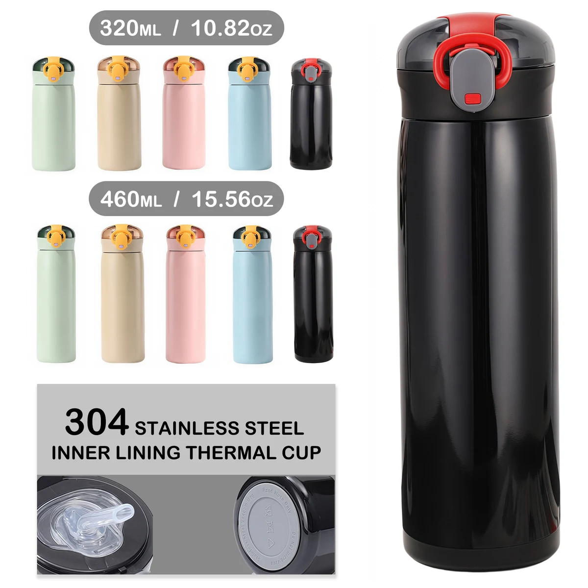 Food-grade multi-functional foldable silicone straw stainless steel thermal cup 1