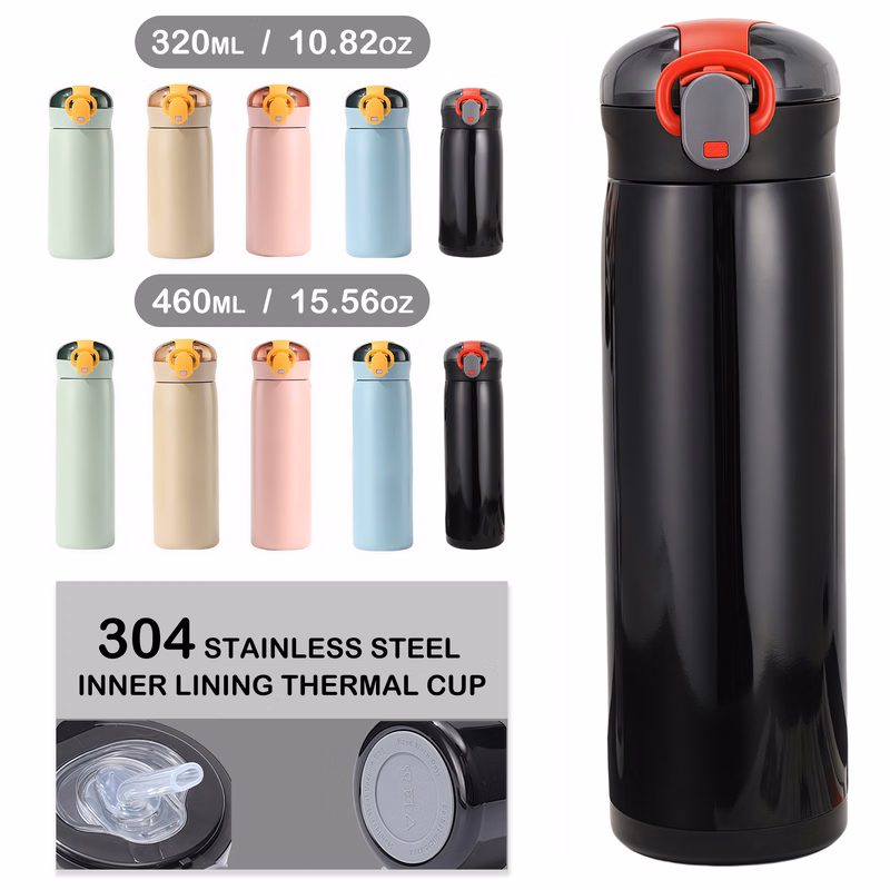 Food-grade multi-functional foldable silicone straw stainless steel thermal cup