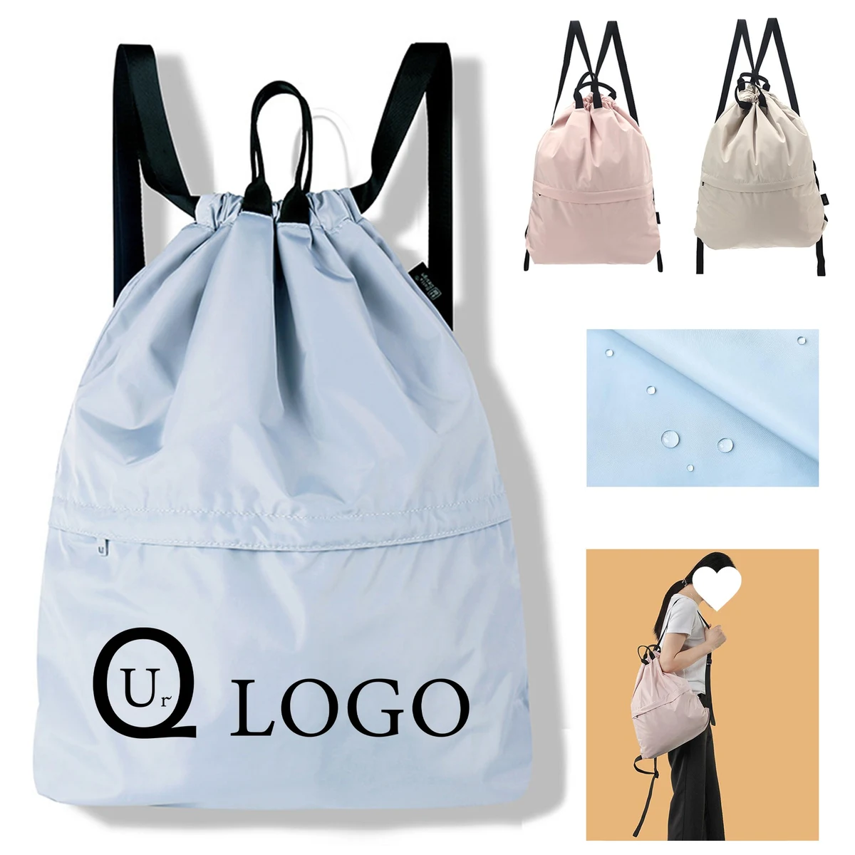 17.72X15.75 Inch Terylene Drawstring Backpack 1
