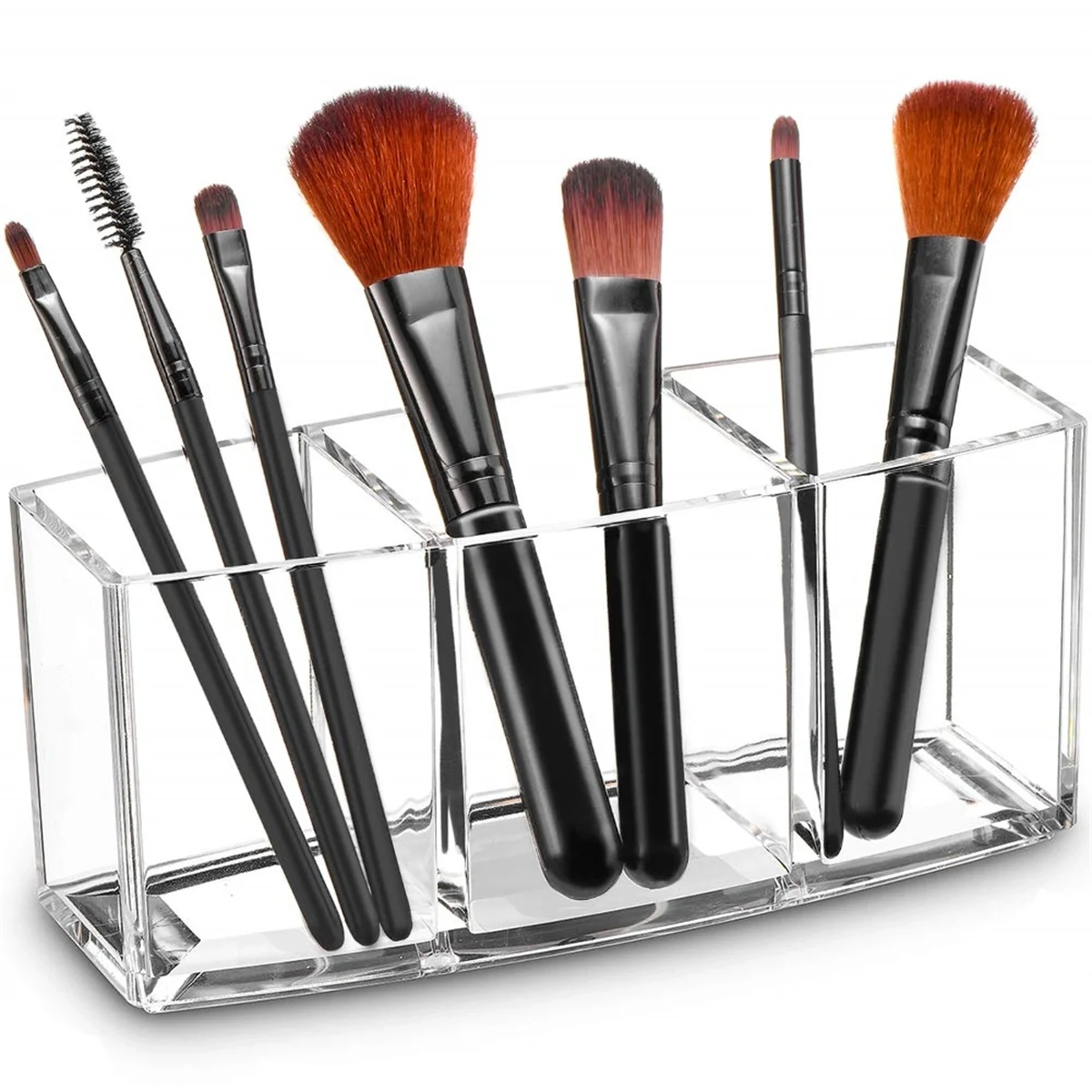 Clear Makeup Brush Holder Organizer with 3 Slots 1