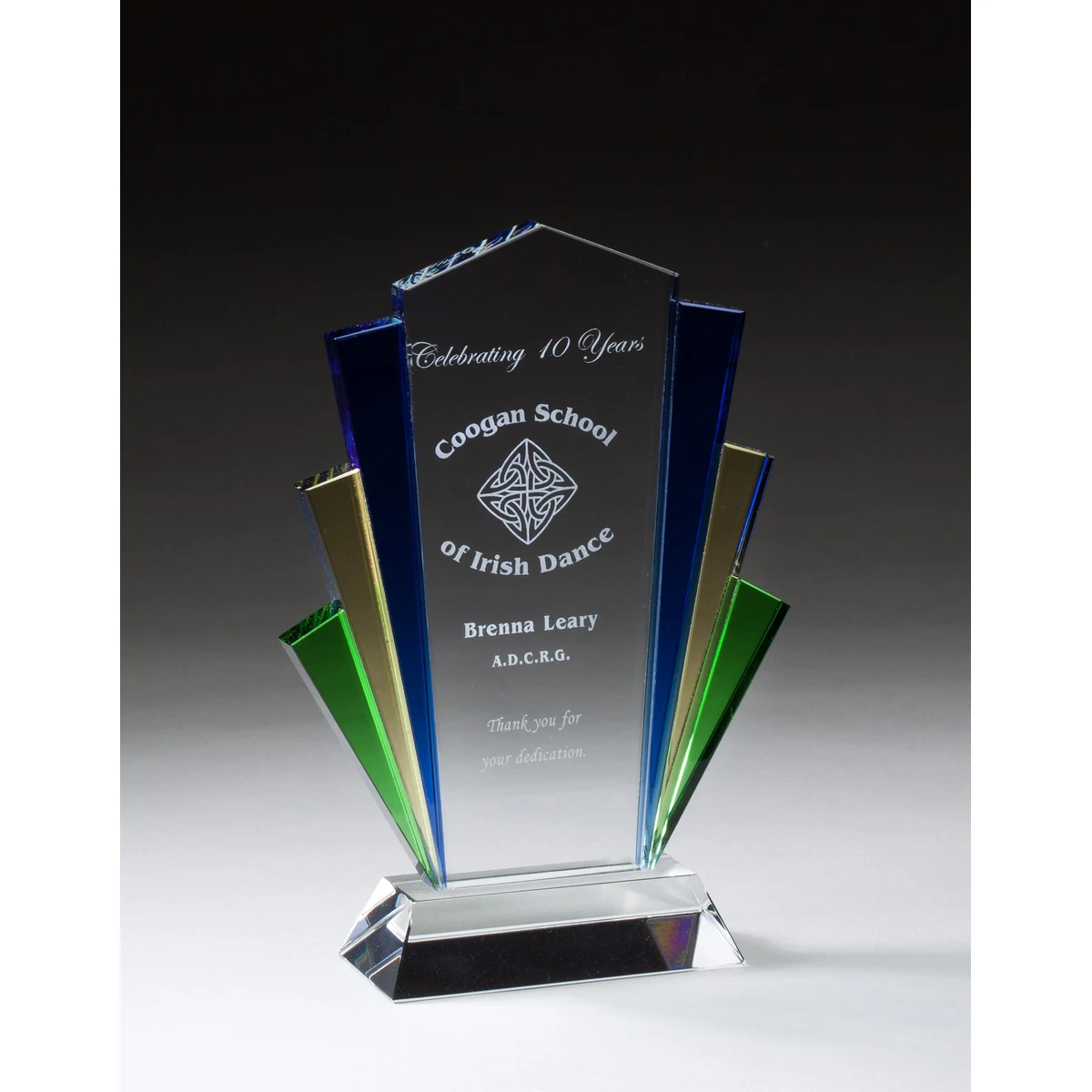 Blue/Gold/Green/Clear Quad-Color Glass Marquee 1