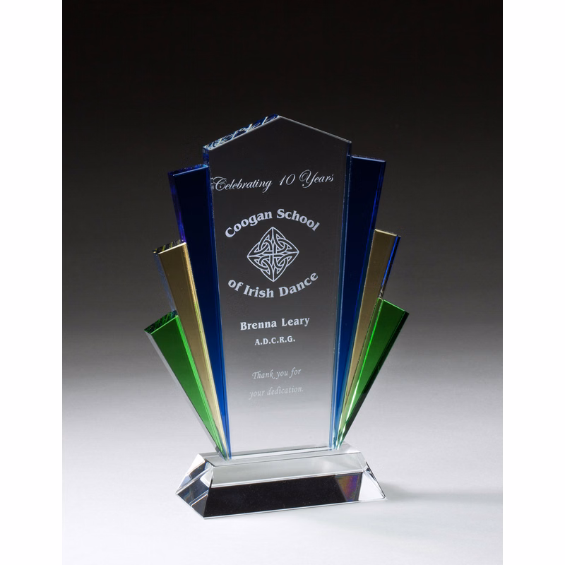 Blue/Gold/Green/Clear Quad-Color Glass Marquee