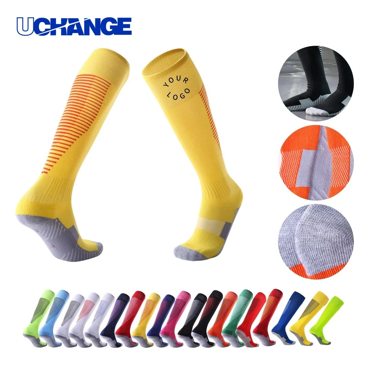 Knee-High Soccer Socks with Cushioning for Team Sports 1