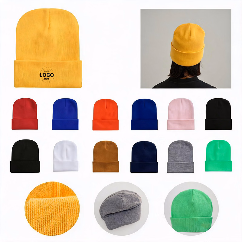 Custom Embroidered Cuffed Knit Beanie Hat