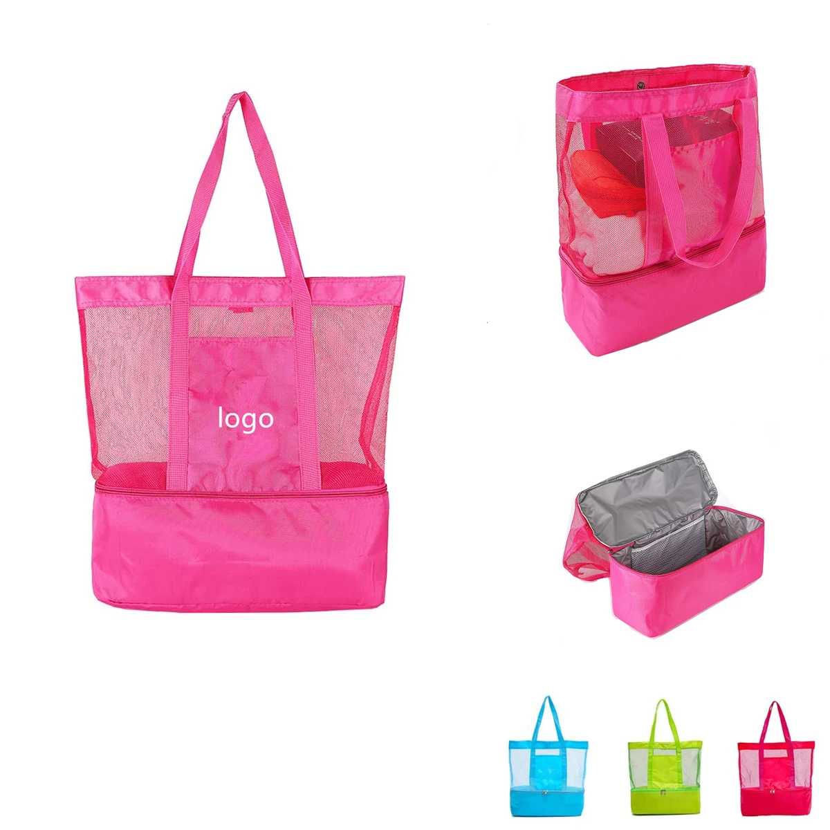 Mesh Tote Insulated Cooler Beach Bag 1