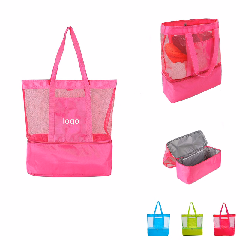 Mesh Tote Insulated Cooler Beach Bag