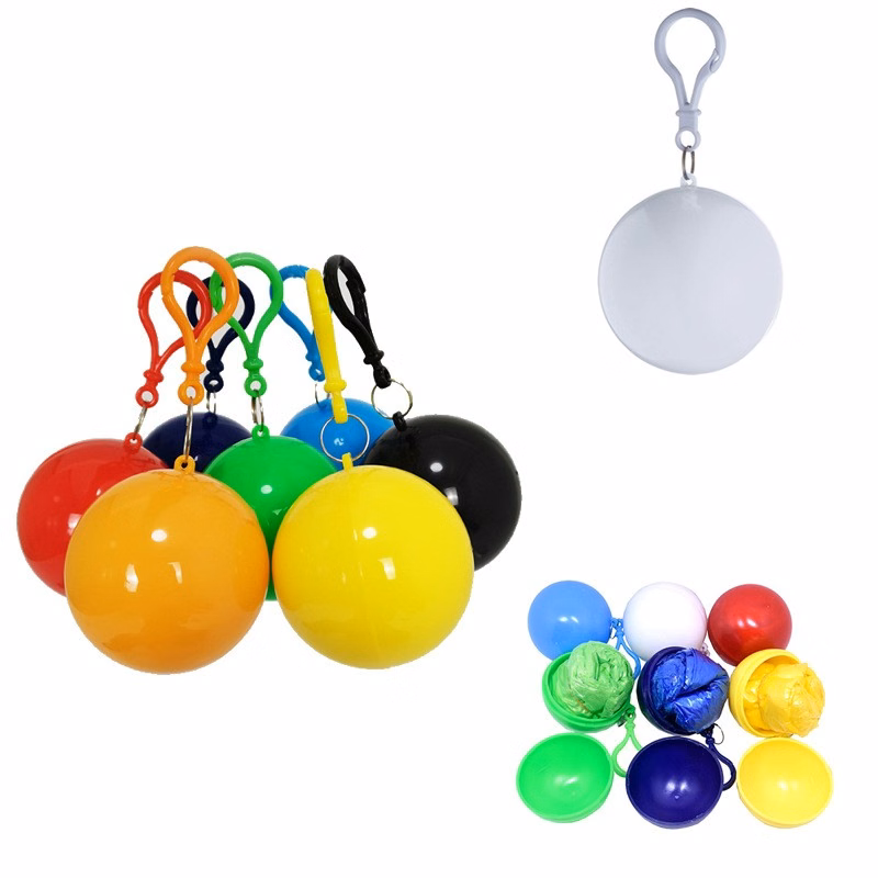 Portable Disposable Raincoat Ball with Keychain