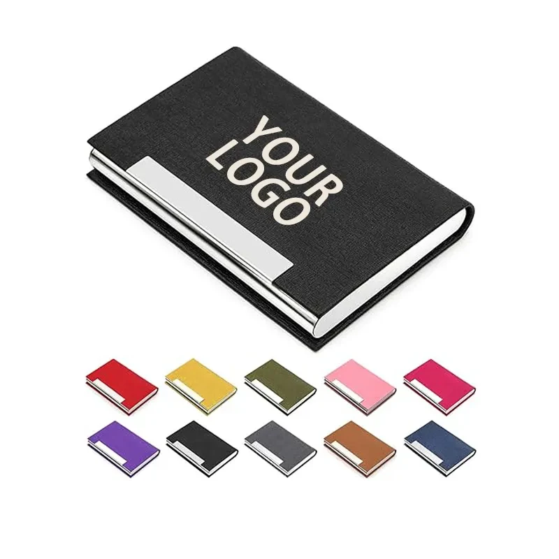 Luxury Stainless Steel PU Business Card Holder 1