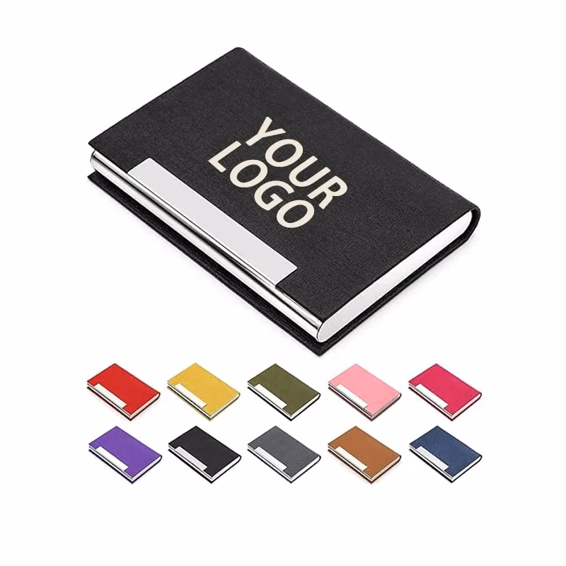 Luxury Stainless Steel PU Business Card Holder