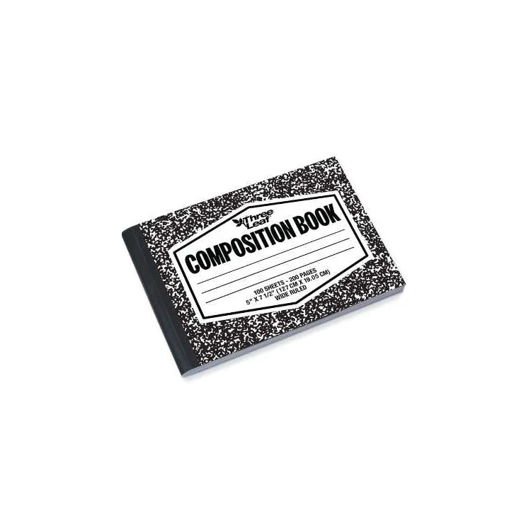 Three Leaf Composition Notebooks Wide Ruled Black Marble 1