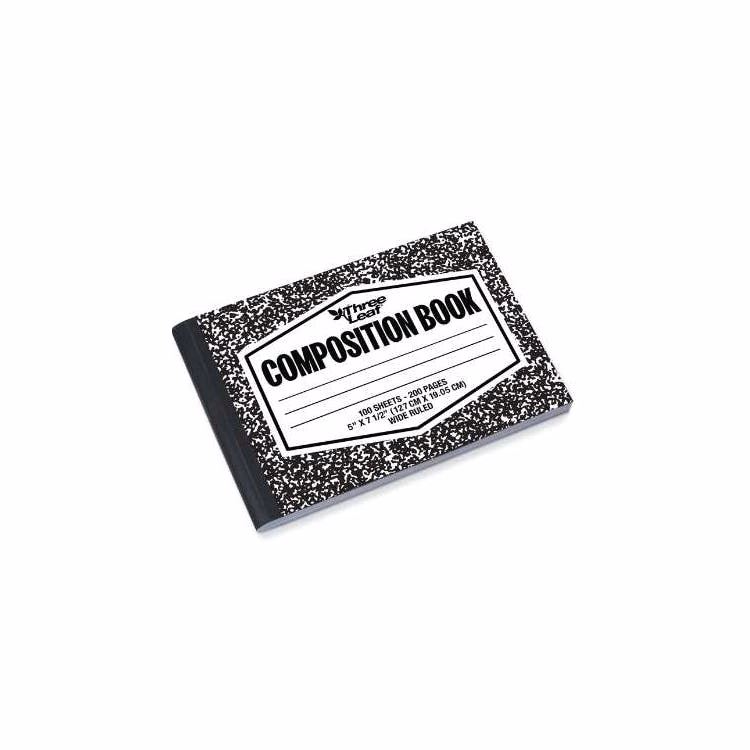 Three Leaf Composition Notebooks Wide Ruled Black Marble