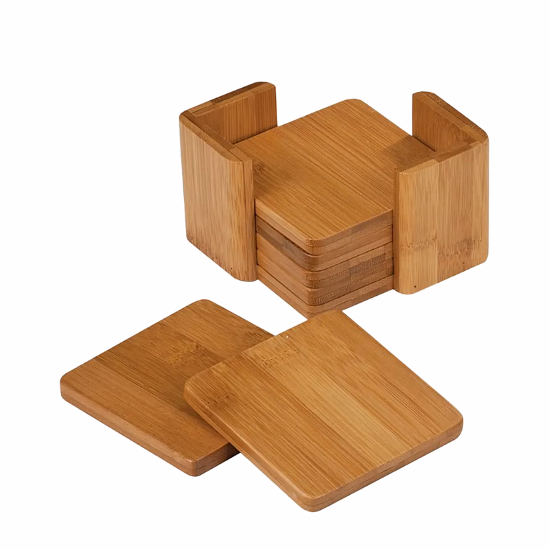 Unbranded 3 3/4 x 3 3/4 Square 6-Coaster Set with Holder